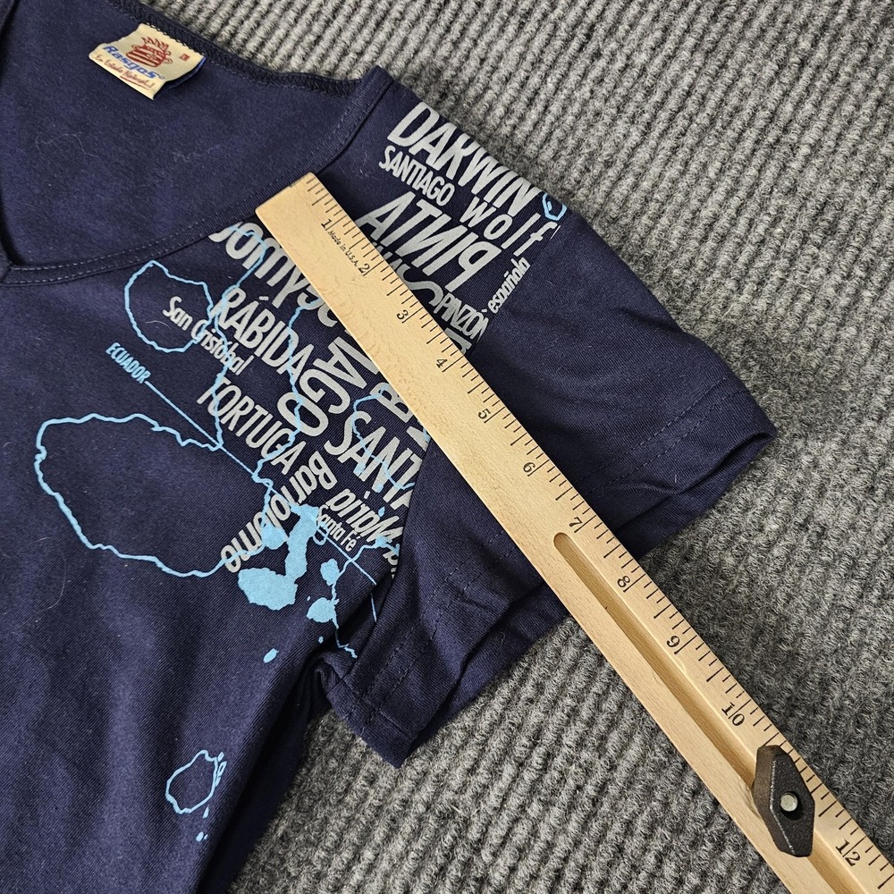 Rasgos Shirt Womens Large Blue V Neck Galapagos Turtle Graphic Top Tee - Picture 6 of 10
